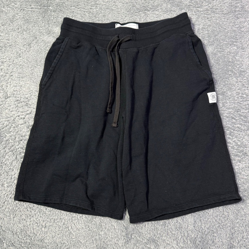 Reigning Champ Black Sweat Shorts Mens Size S Elastic Waist Drawstring Pockets‎
